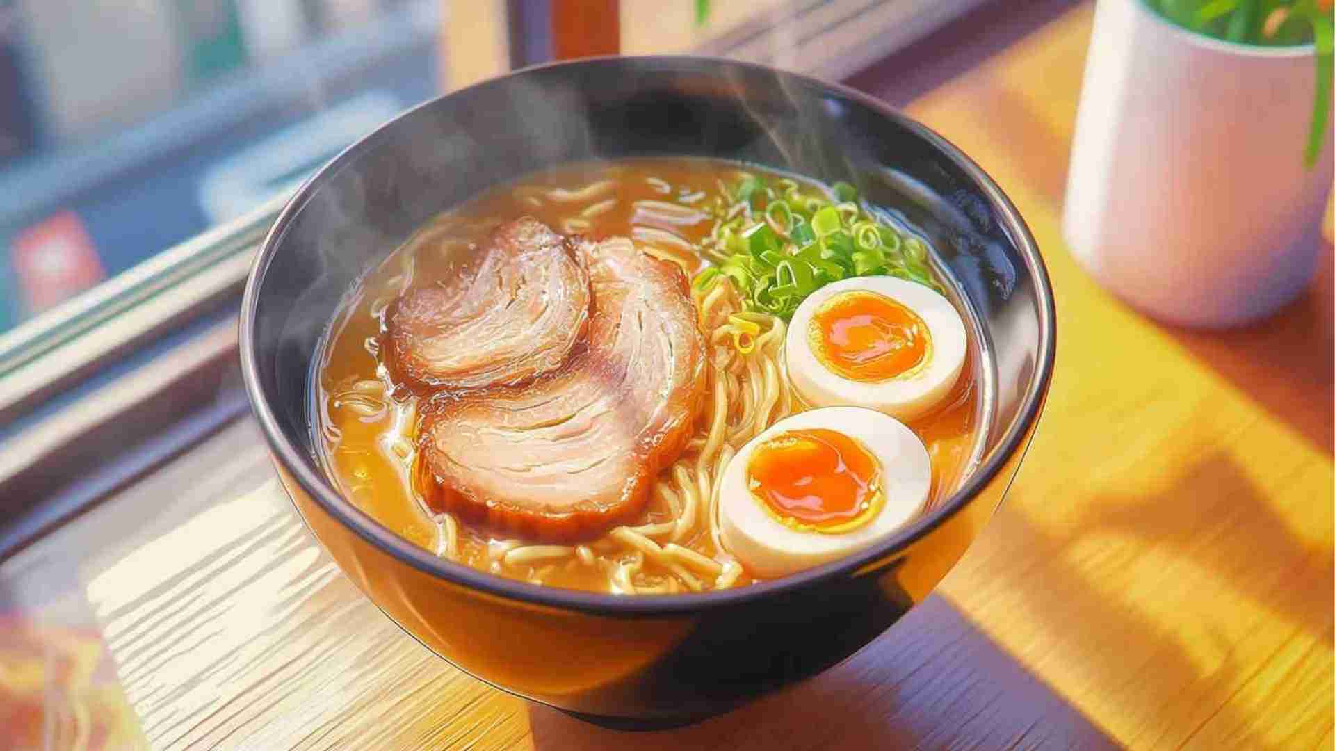 Tonkotsu Ramen Noodles with Chashu and Bamboo Shoots