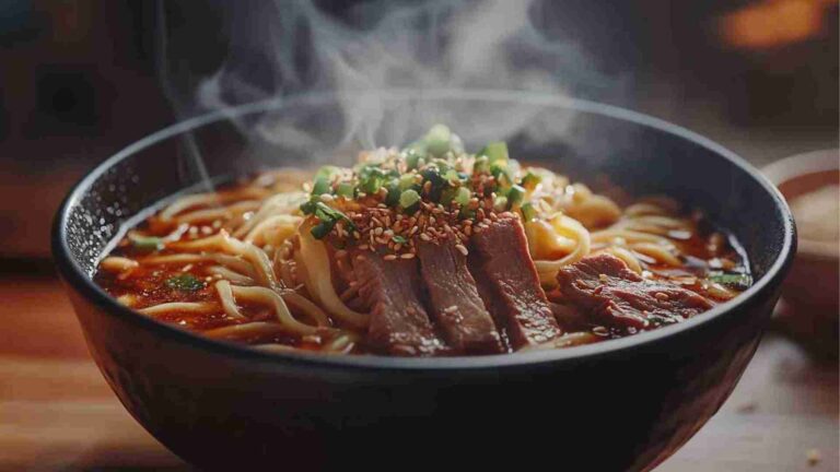 Udon-Ramen Noodles Fusion with Beef and Miso