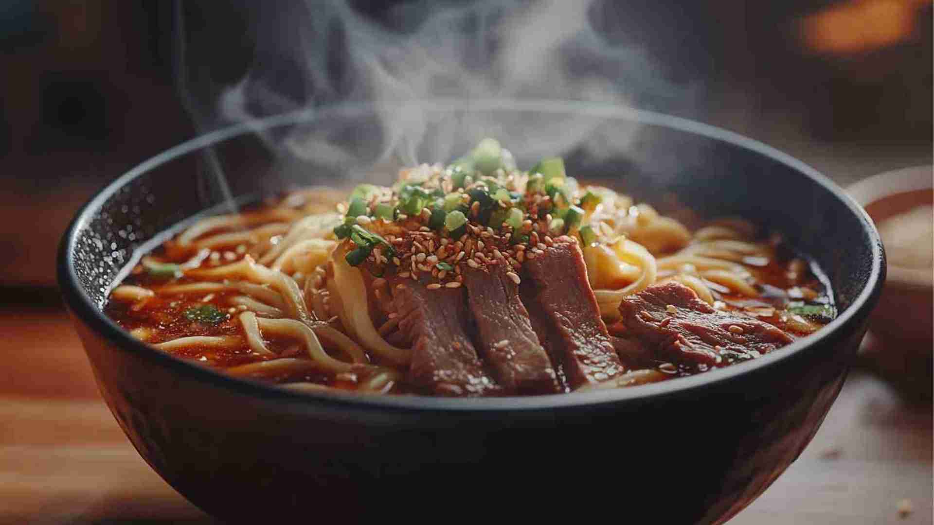 Udon-Ramen Noodles Fusion with Beef and Miso