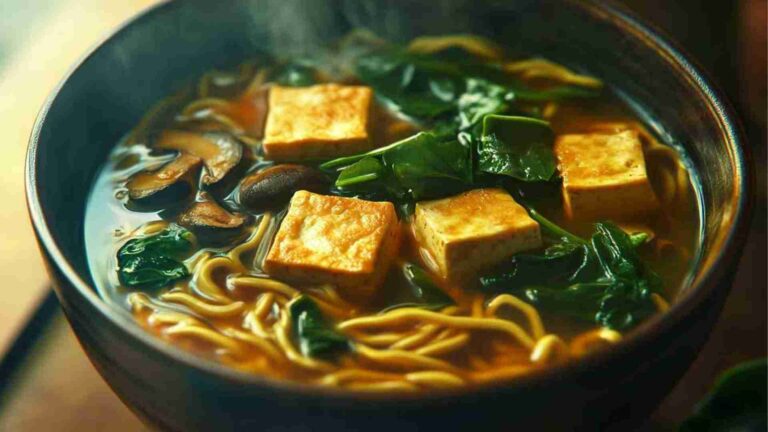Vegan Tofu and Mushroom Ramen Noodles