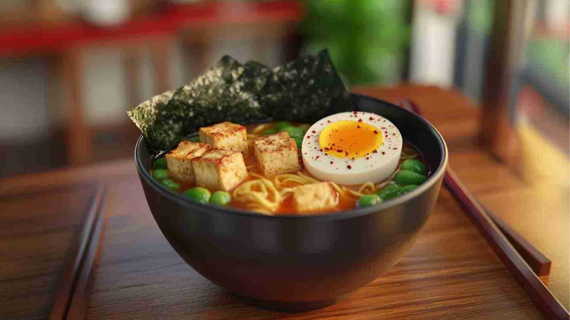 Spicy Shio Ramen Noodles with Seaweed and Tofu