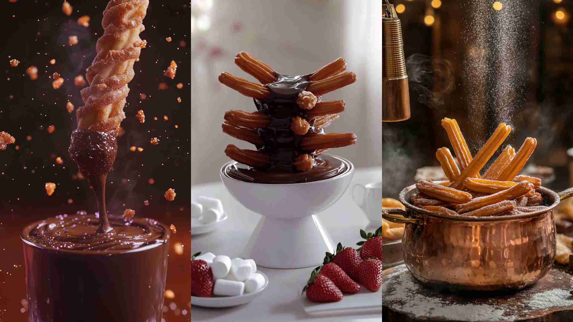 Churros with Cinnamon Sugar and Chocolate Dip Street Food