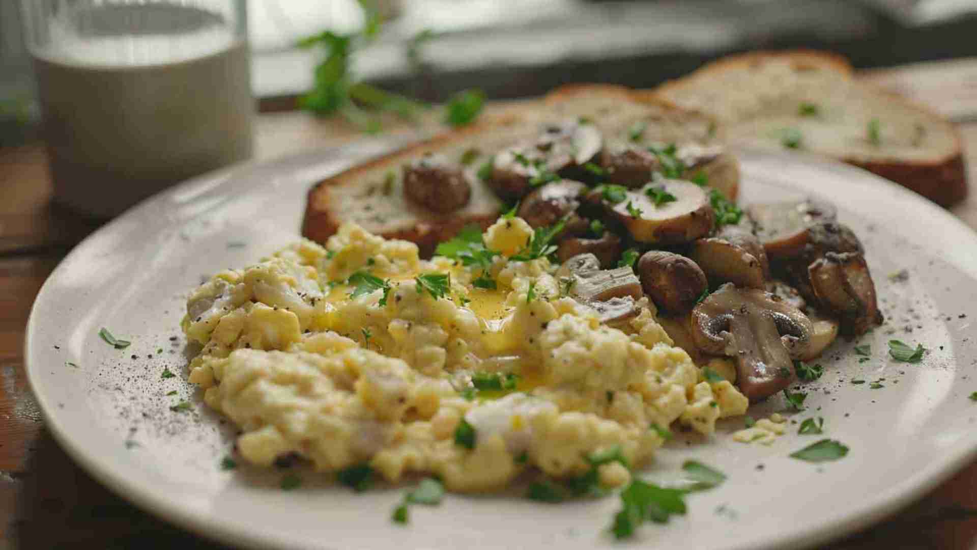 Mushroom and Cheese Scrambled Eggs