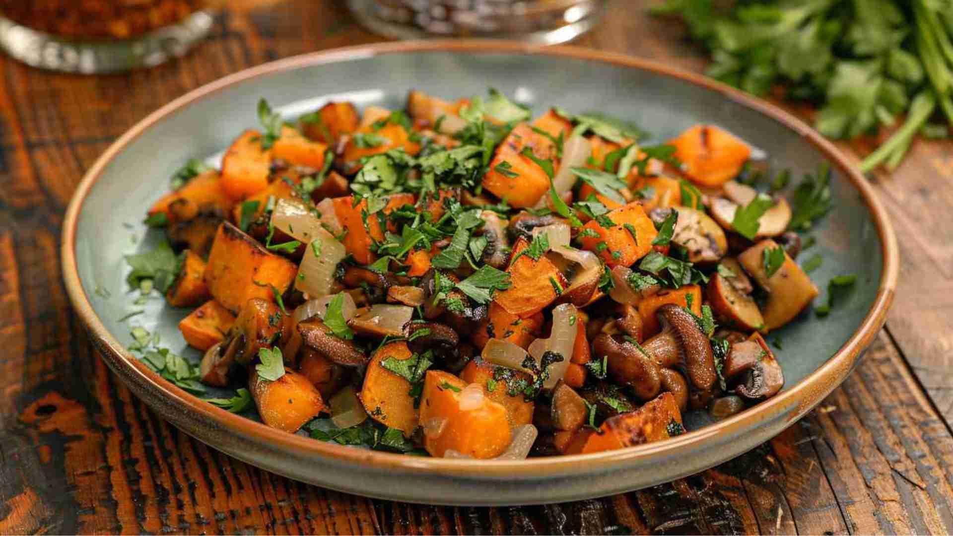 Mushroom and Sweet Potato Hash
