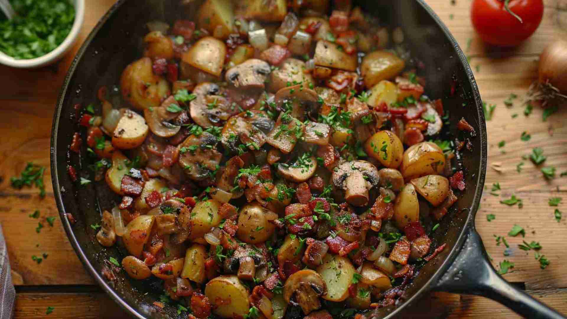 Mushroom and Bacon Hash
