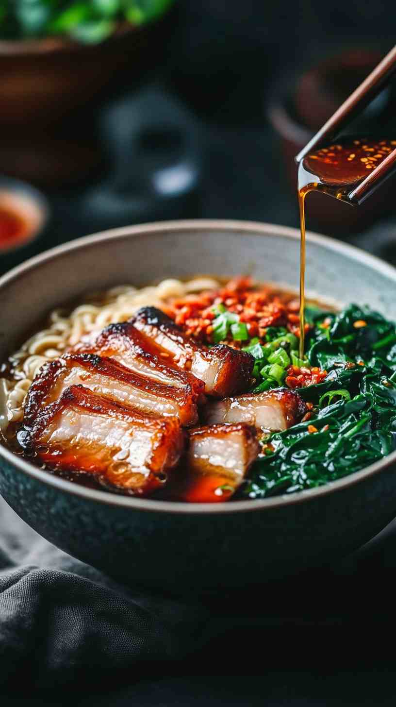 Sweet Soy Ramen Noodles with Duck and Spinach Sweet Soy Ramen Noodles with Duck and Spinach