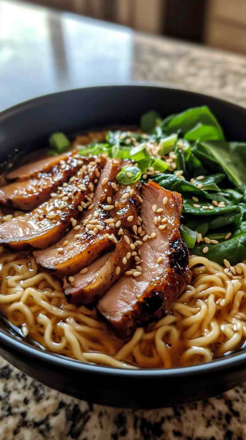 Sweet Soy Ramen Noodles with Duck and Spinach Sweet Soy Ramen Noodles with Duck and Spinach