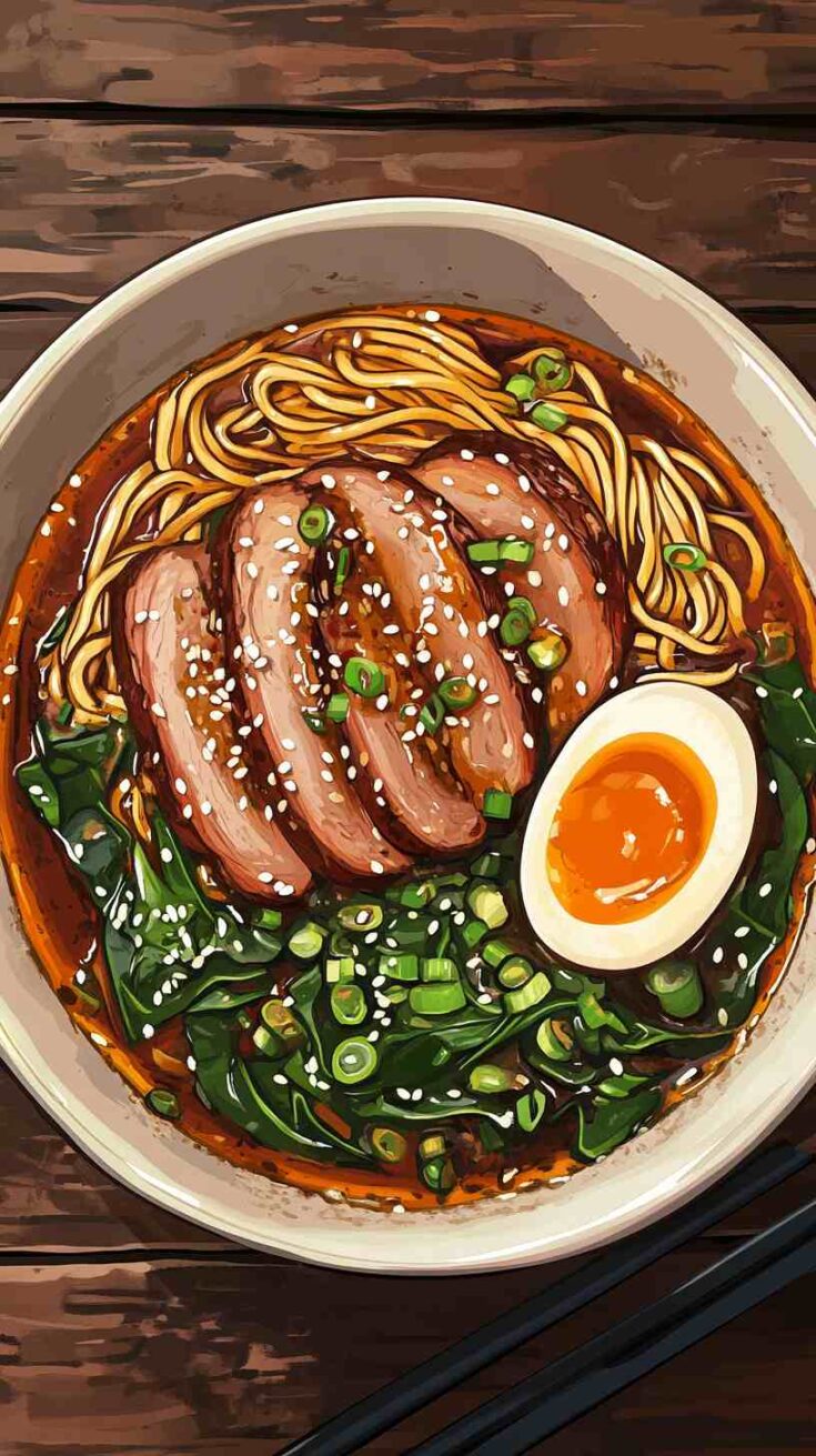 Sweet Soy Ramen Noodles with Duck and Spinach Sweet Soy Ramen Noodles with Duck and Spinach