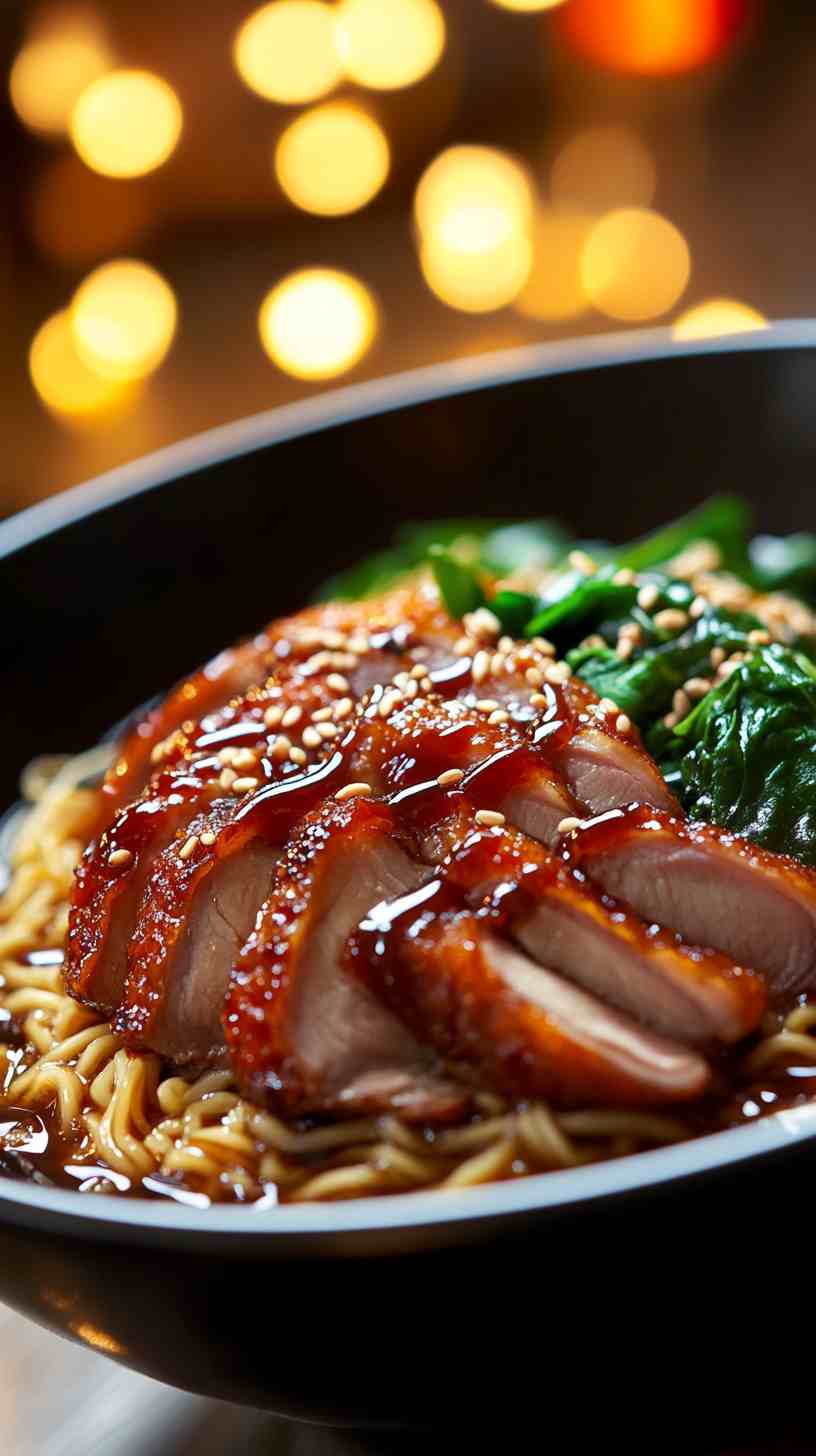 Sweet Soy Ramen Noodles with Duck and Spinach Sweet Soy Ramen Noodles with Duck and Spinach