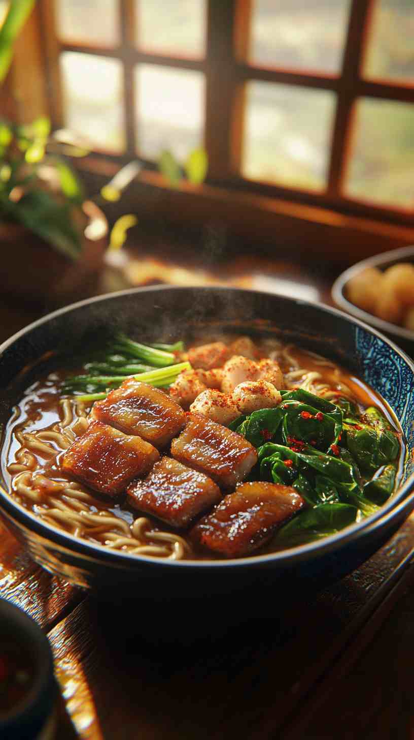 Sweet Soy Ramen Noodles with Duck and Spinach Sweet Soy Ramen Noodles with Duck and Spinach