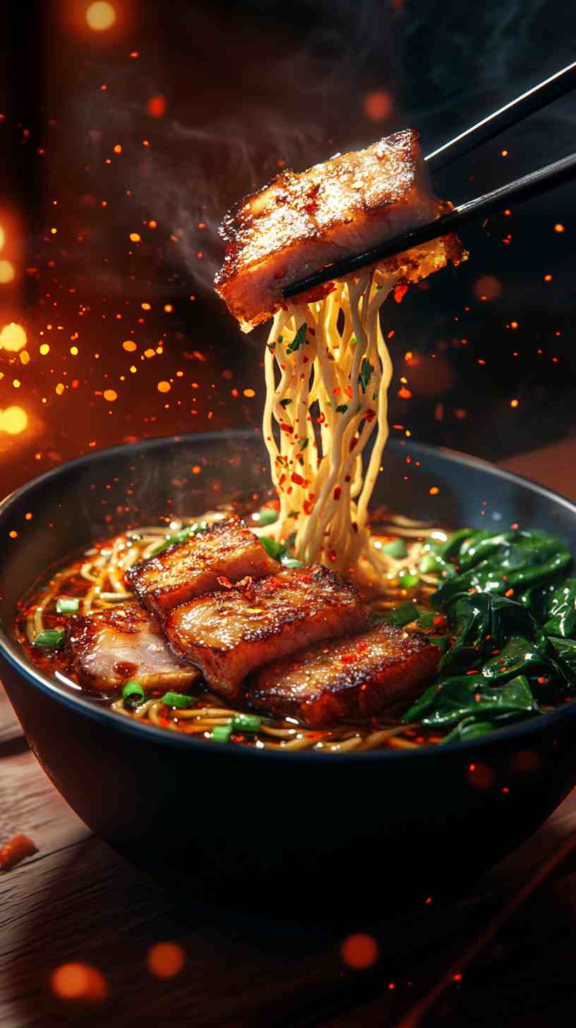 Sweet Soy Ramen Noodles with Duck and Spinach Sweet Soy Ramen Noodles with Duck and Spinach