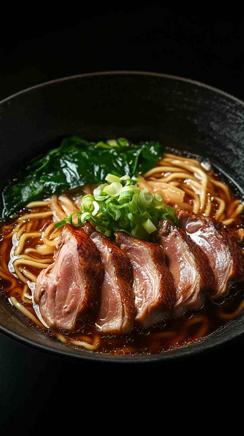 Sweet Soy Ramen Noodles with Duck and Spinach Sweet Soy Ramen Noodles with Duck and Spinach