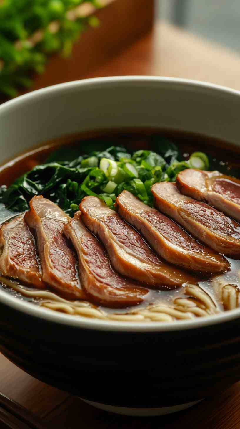 Sweet Soy Ramen Noodles with Duck and Spinach Sweet Soy Ramen Noodles with Duck and Spinach