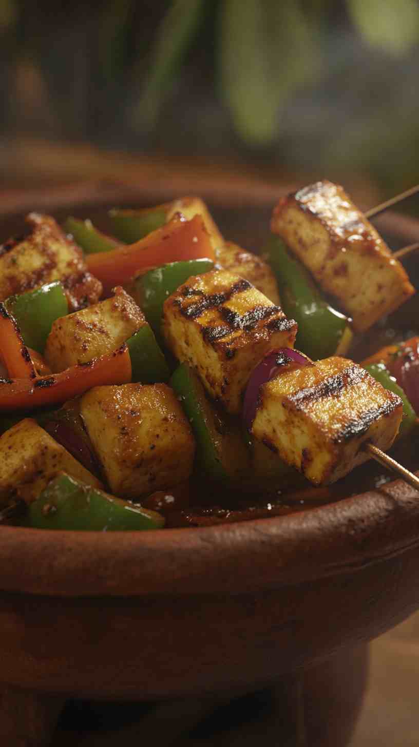 Sweet and Spicy Tandoori Paneer Skewers Sweet and Spicy Tandoori Paneer Skewers