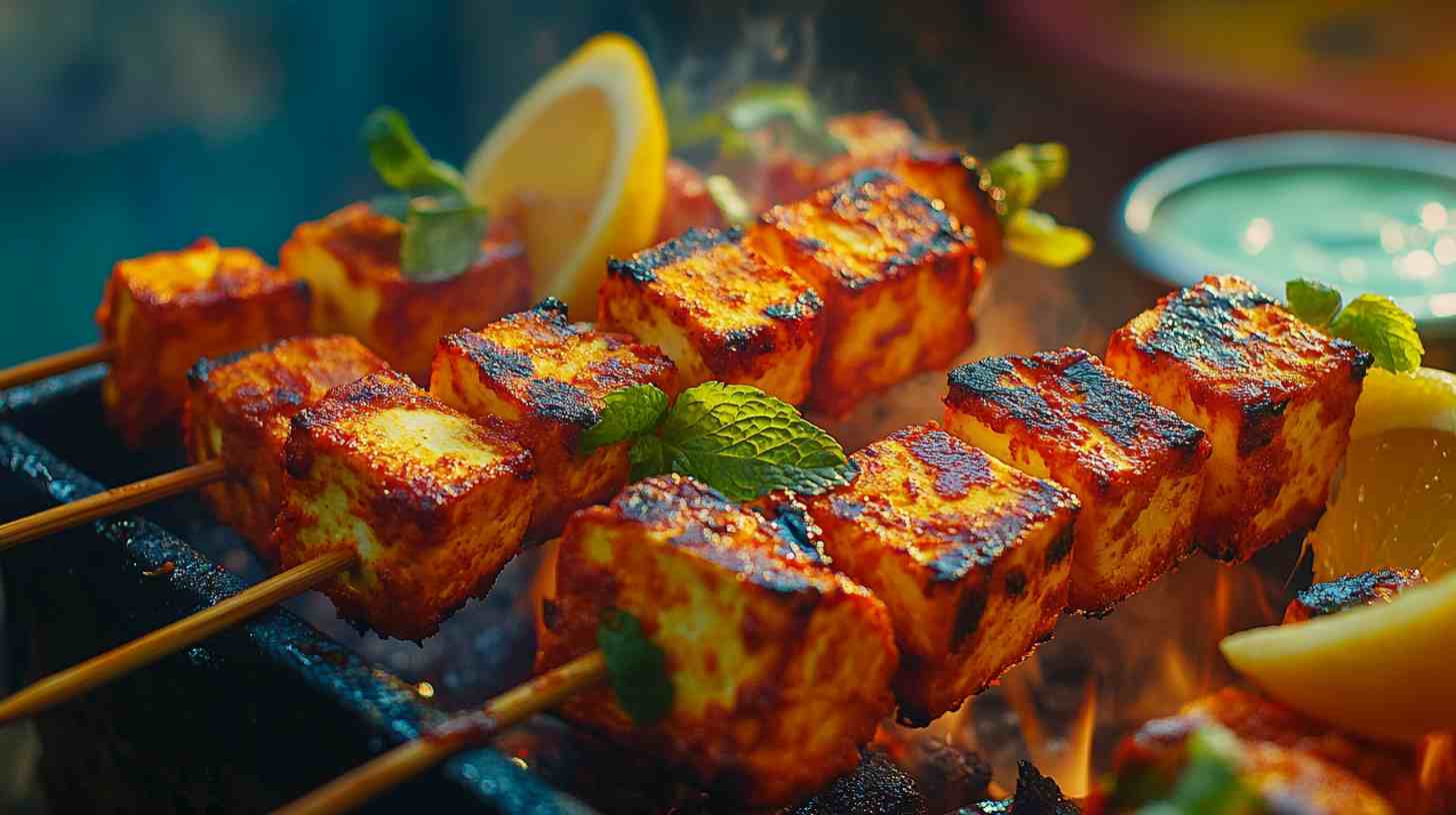 Sweet and Spicy Tandoori Paneer Skewers