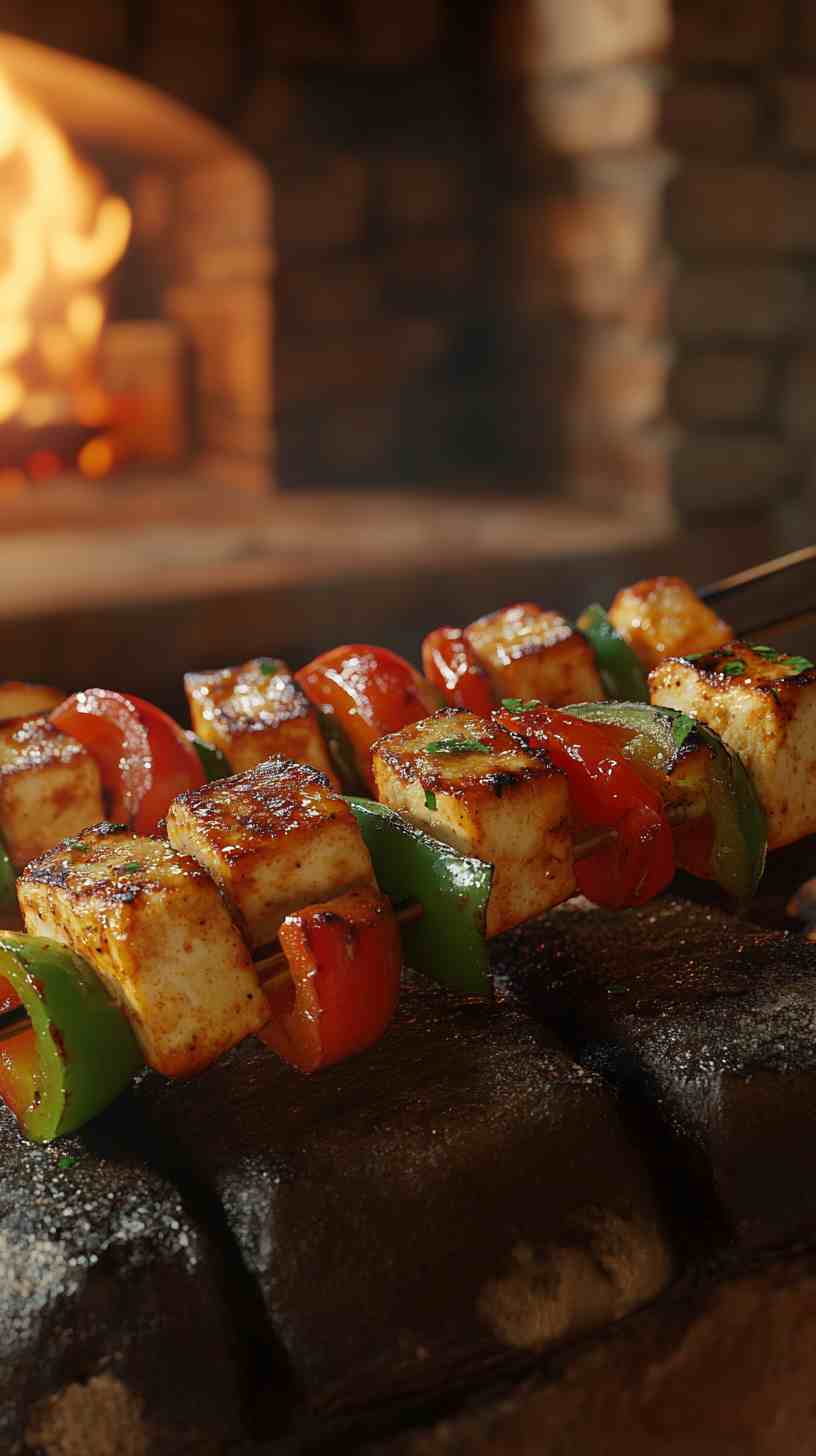 Sweet and Spicy Tandoori Paneer Skewers Sweet and Spicy Tandoori Paneer Skewers