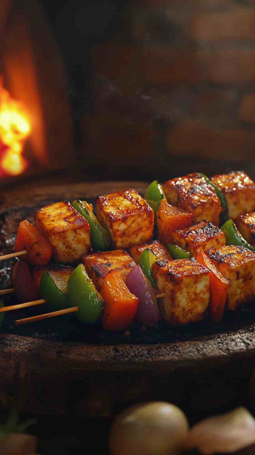 Sweet and Spicy Tandoori Paneer Skewers Sweet and Spicy Tandoori Paneer Skewers