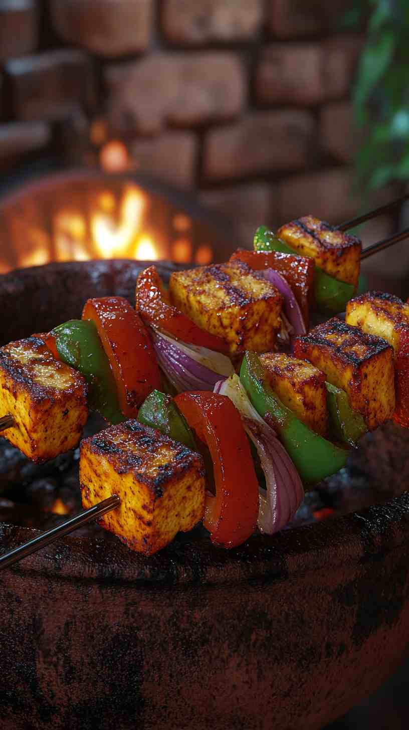 Sweet and Spicy Tandoori Paneer Skewers Sweet and Spicy Tandoori Paneer Skewers