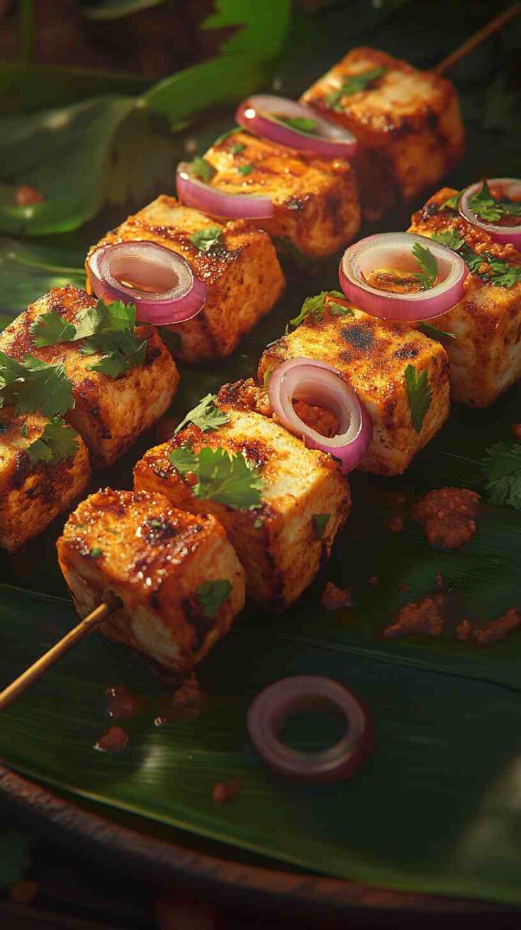 Sweet and Spicy Tandoori Paneer Skewers Sweet and Spicy Tandoori Paneer Skewers