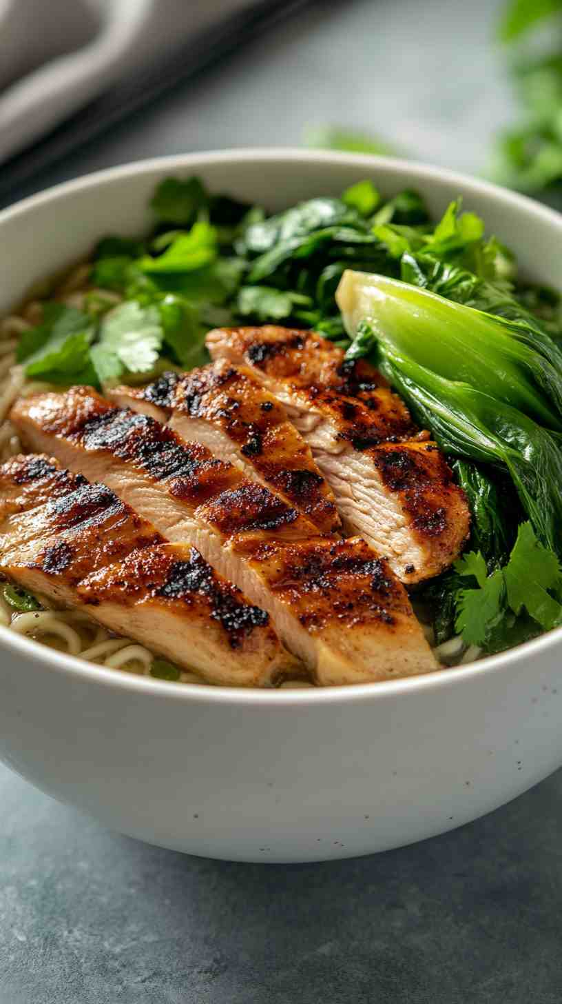 Thai Basil Chicken Ramen Noodles in Spicy Broth Thai Basil Chicken Ramen Noodles in Spicy Broth
