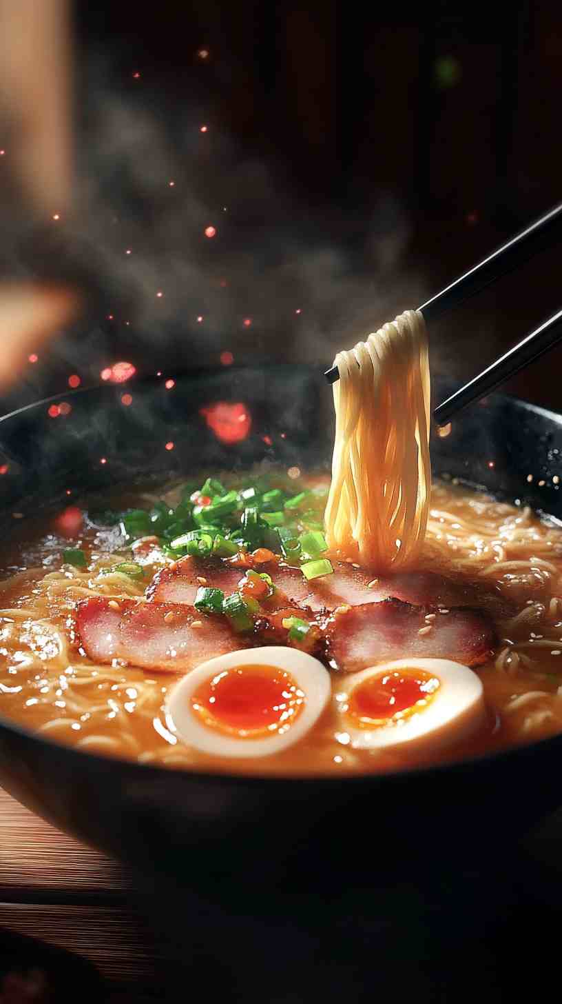 Tonkotsu Ramen Noodles with Chashu and Bamboo Shoots Tonkotsu Ramen Noodles with Chashu and Bamboo Shoots