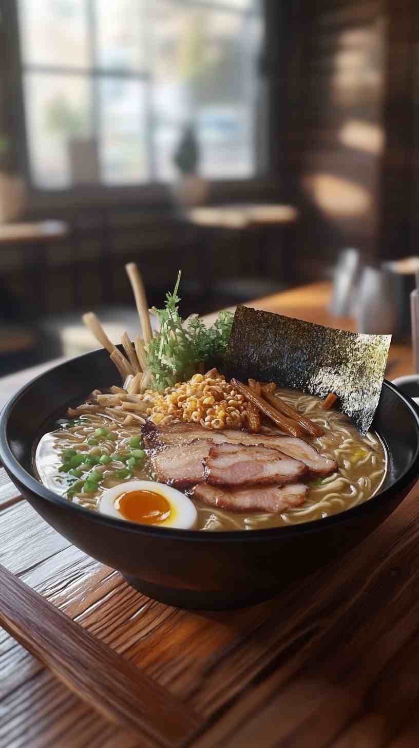 Tonkotsu Ramen Noodles with Chashu and Bamboo Shoots Tonkotsu Ramen Noodles with Chashu and Bamboo Shoots