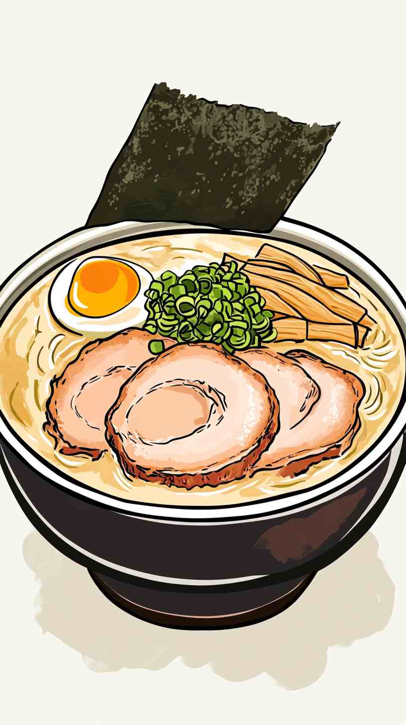 Tonkotsu Ramen Noodles with Chashu and Bamboo Shoots Tonkotsu Ramen Noodles with Chashu and Bamboo Shoots