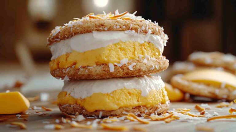 Tropical Mango and Coconut Ice Cream Sandwiches