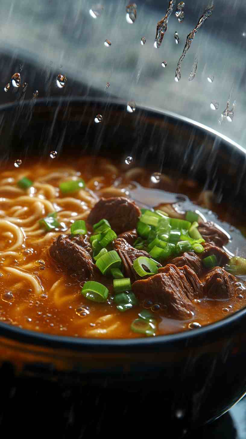 Udon-Ramen Noodles Fusion with Beef and Miso Udon-Ramen Noodles Fusion with Beef and Miso