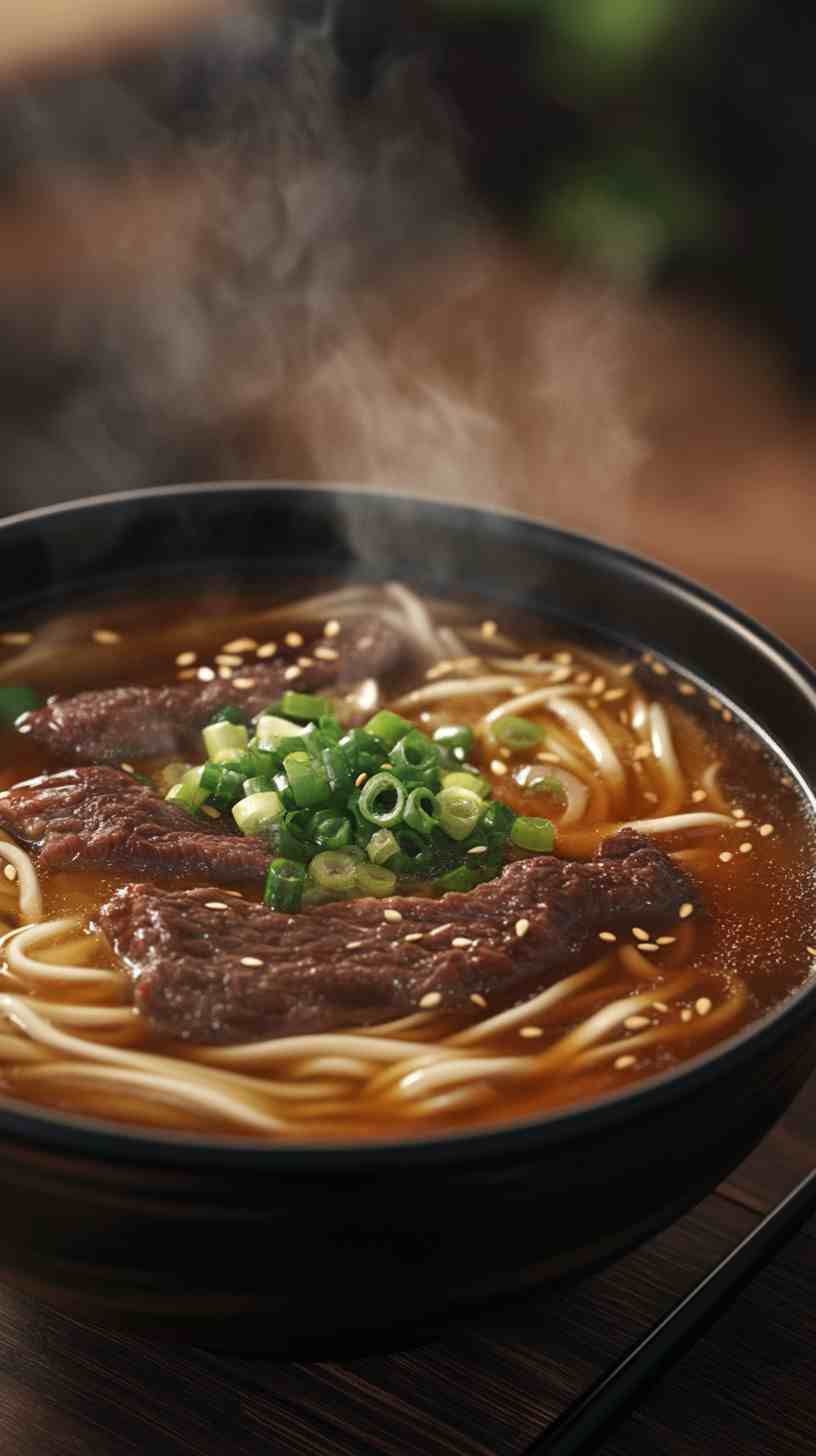Udon-Ramen Noodles Fusion with Beef and Miso Udon-Ramen Noodles Fusion with Beef and Miso