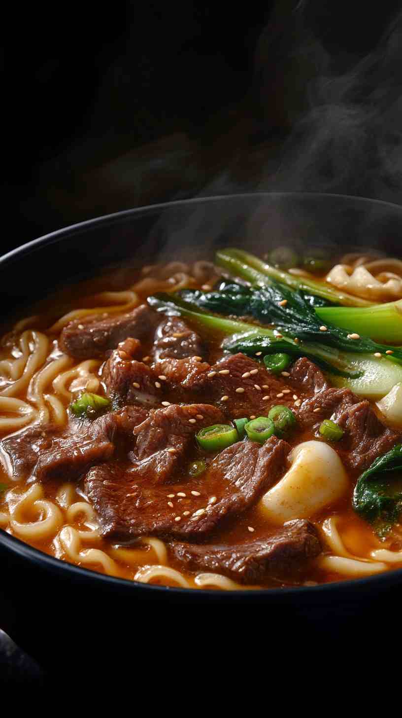Udon-Ramen Noodles Fusion with Beef and Miso Udon-Ramen Noodles Fusion with Beef and Miso