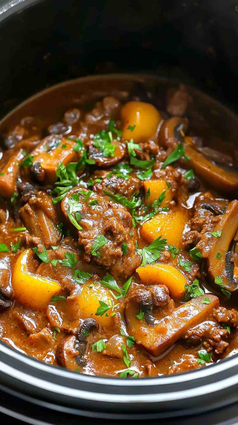 Ultimate Slow Cooker Beef and Mushroom Casserole