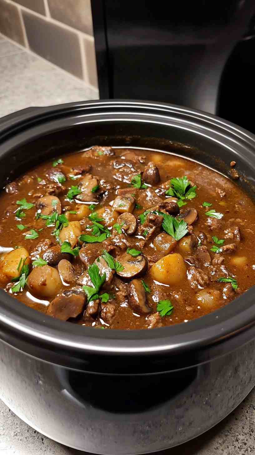 Ultimate Slow Cooker Beef and Mushroom Casserole