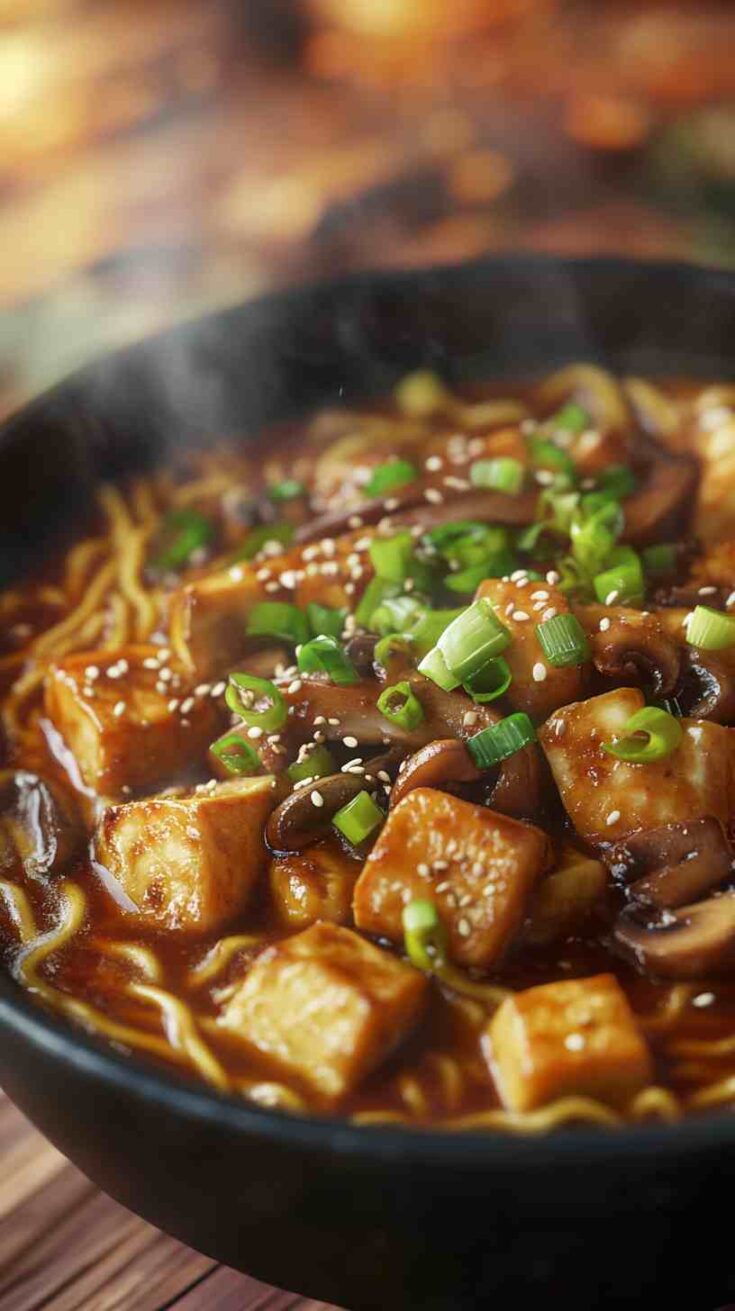 Vegan Tofu and Mushroom Ramen Noodles