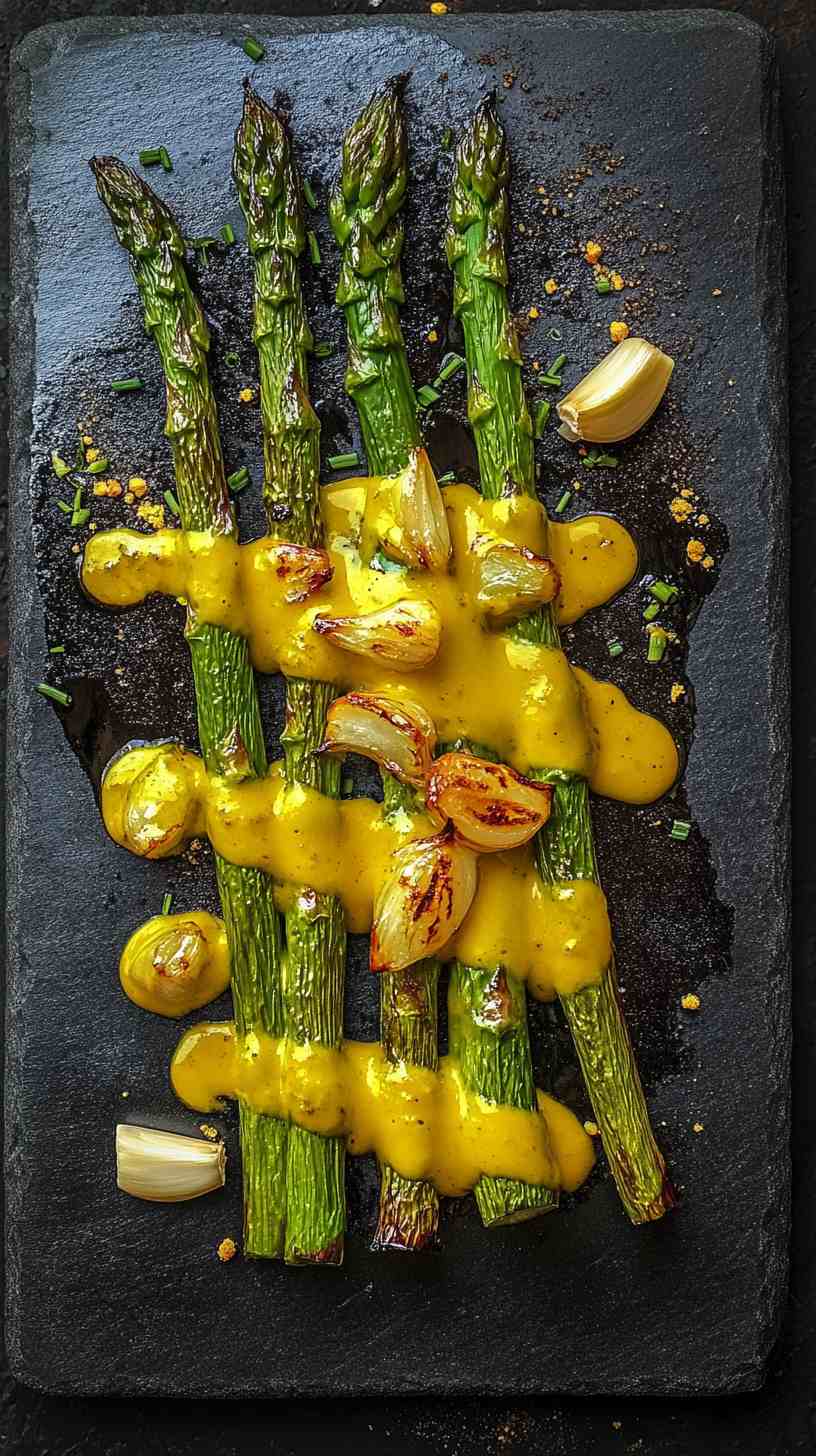 Air Fryer Asparagus with Mustard Glaze
