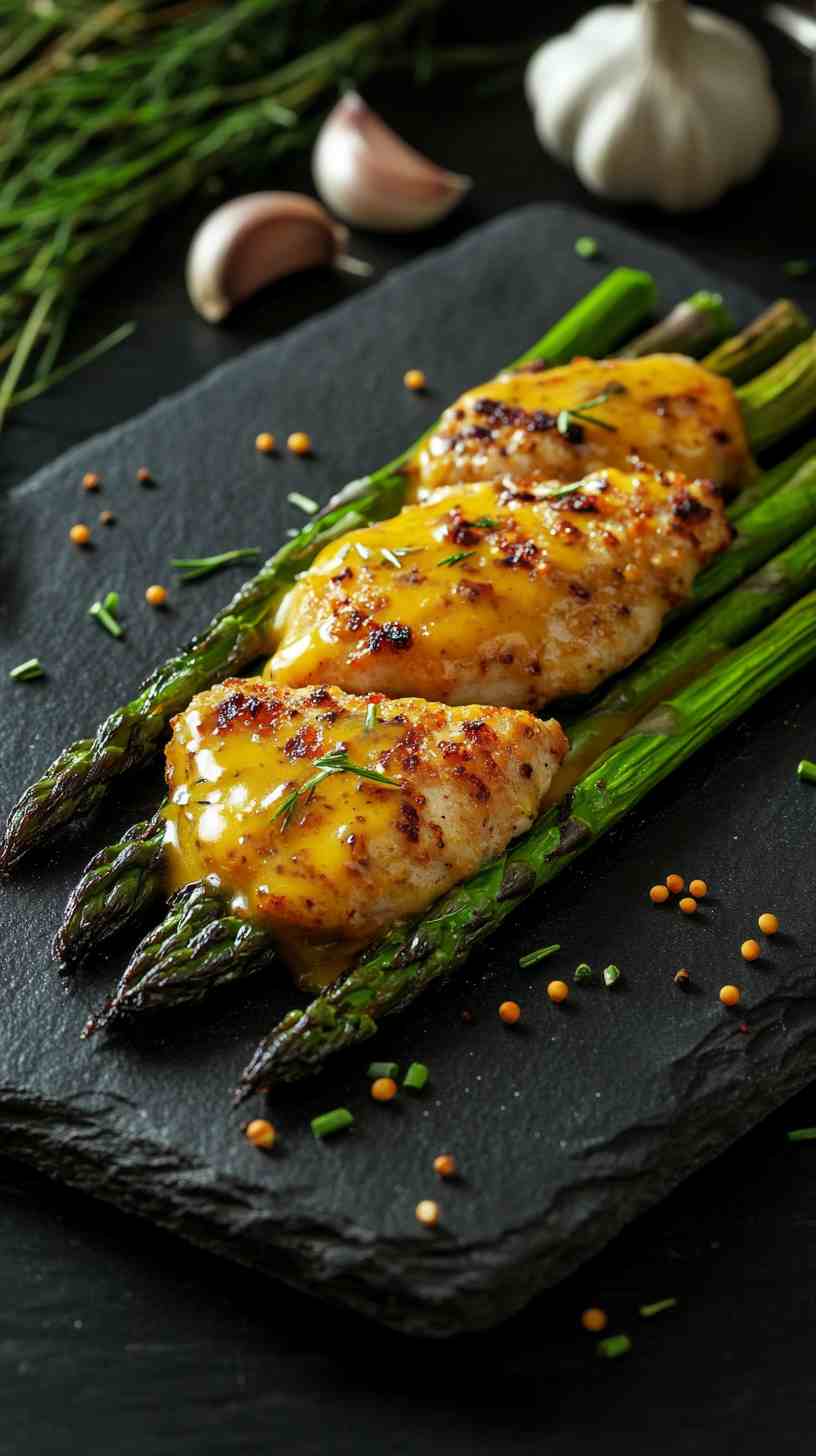 Air Fryer Asparagus with Mustard Glaze