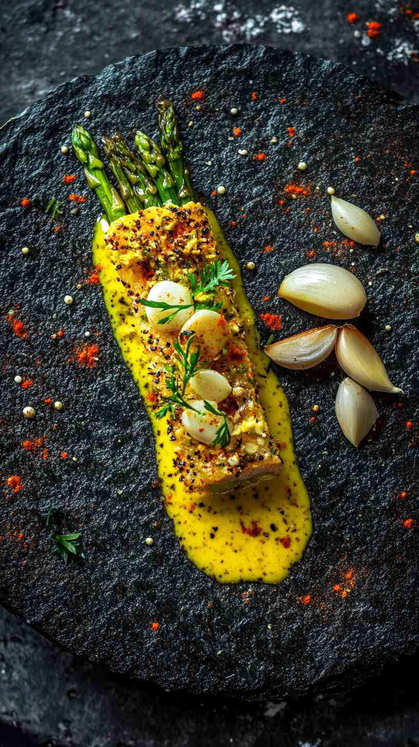 Air Fryer Asparagus with Mustard Glaze