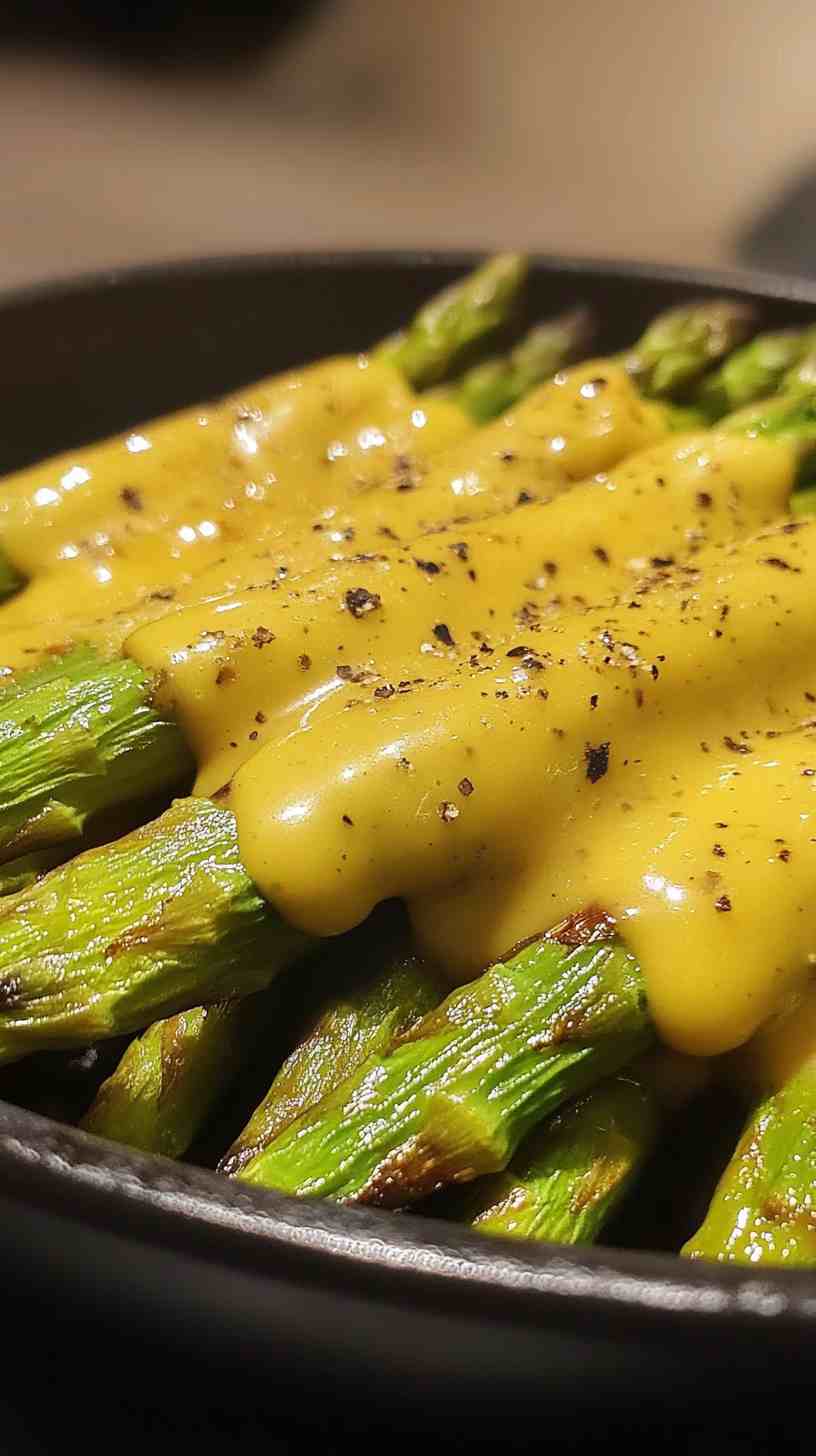 Air Fryer Asparagus with Mustard Glaze
