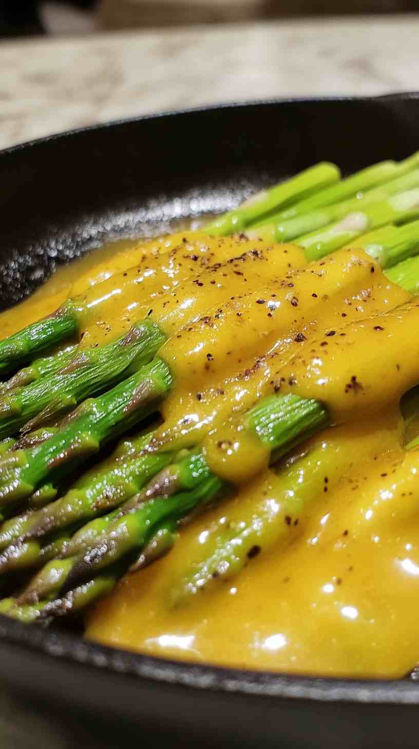 Air Fryer Asparagus with Mustard Glaze