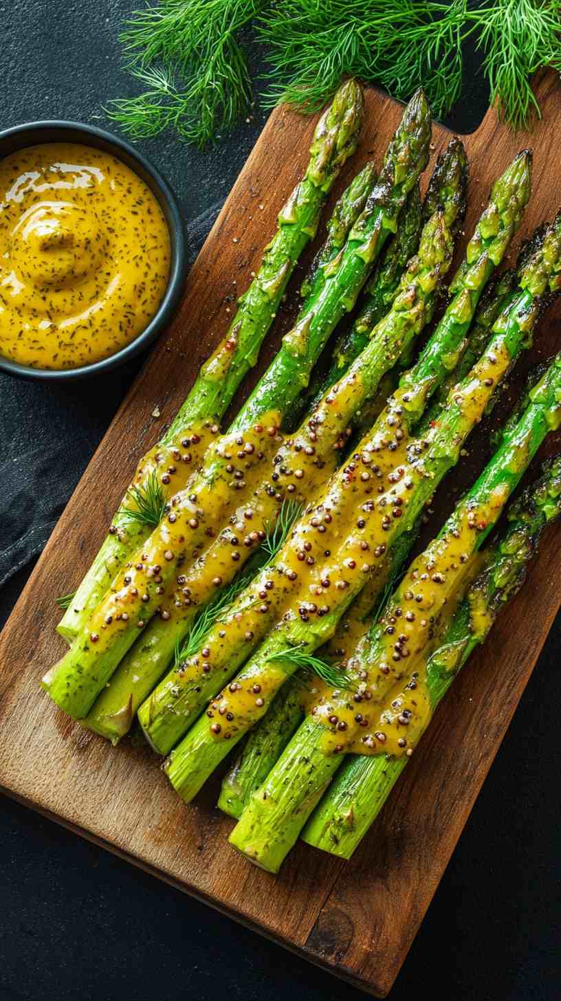 Air Fryer Asparagus with Mustard Glaze