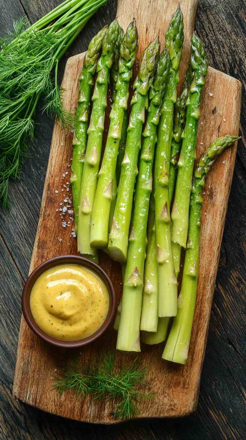 Air Fryer Asparagus with Mustard Glaze