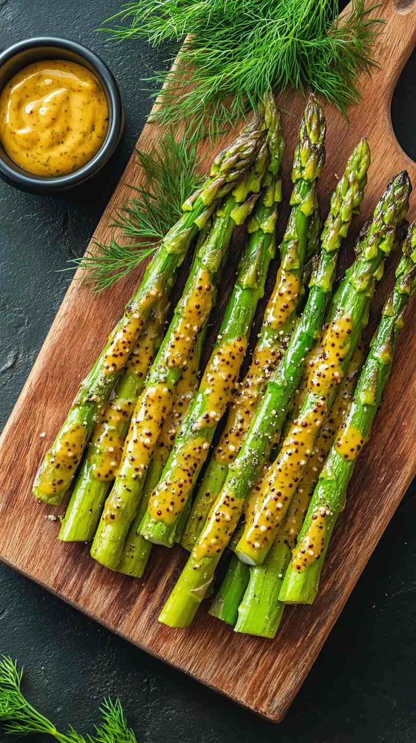 Air Fryer Asparagus with Mustard Glaze