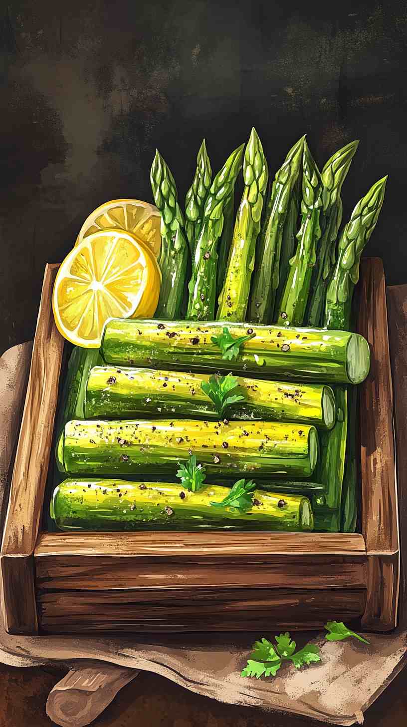 Air Fryer Asparagus with a Lemon Herb Sauce