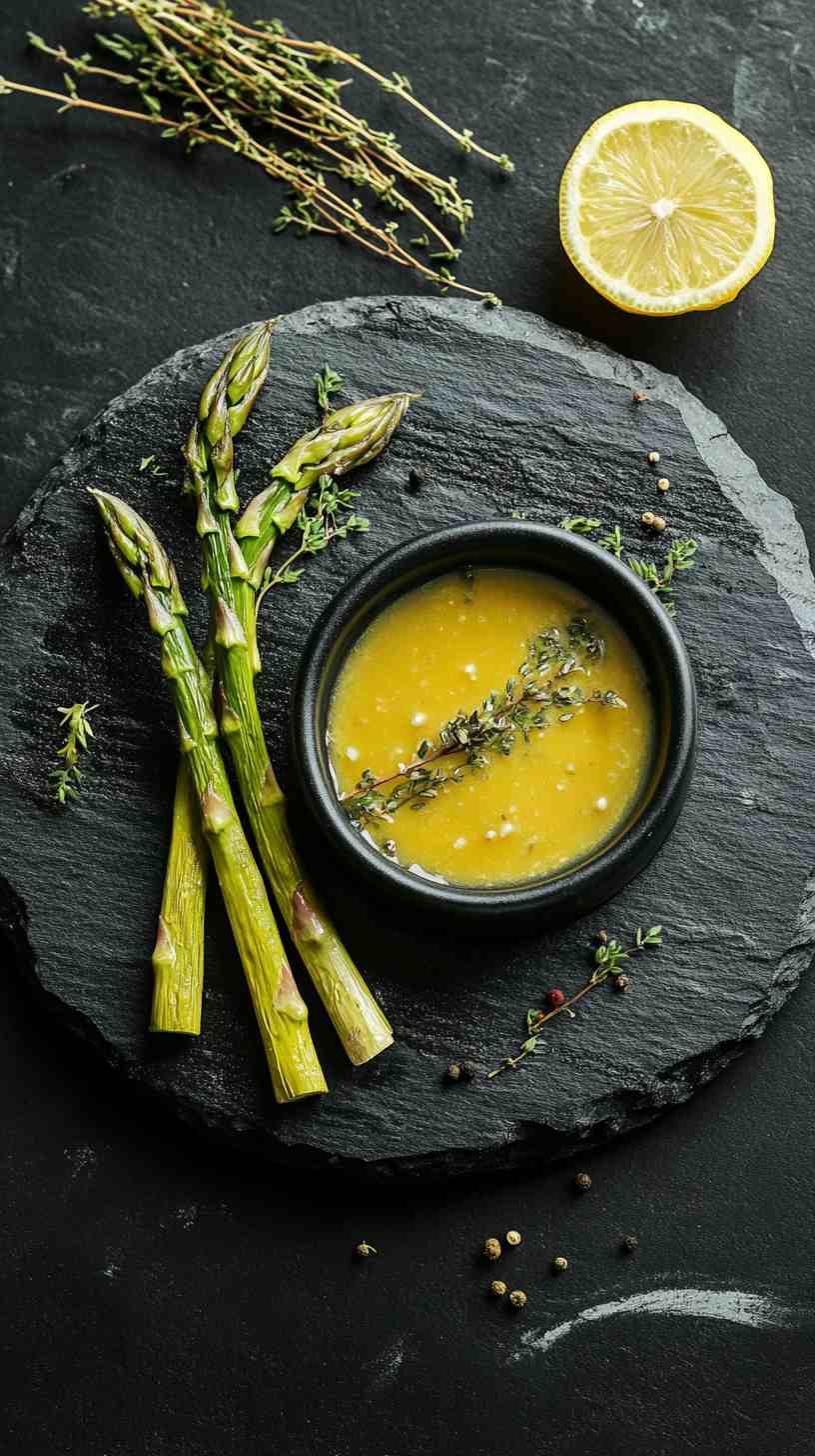 Air Fryer Asparagus with a Lemon Herb Sauce