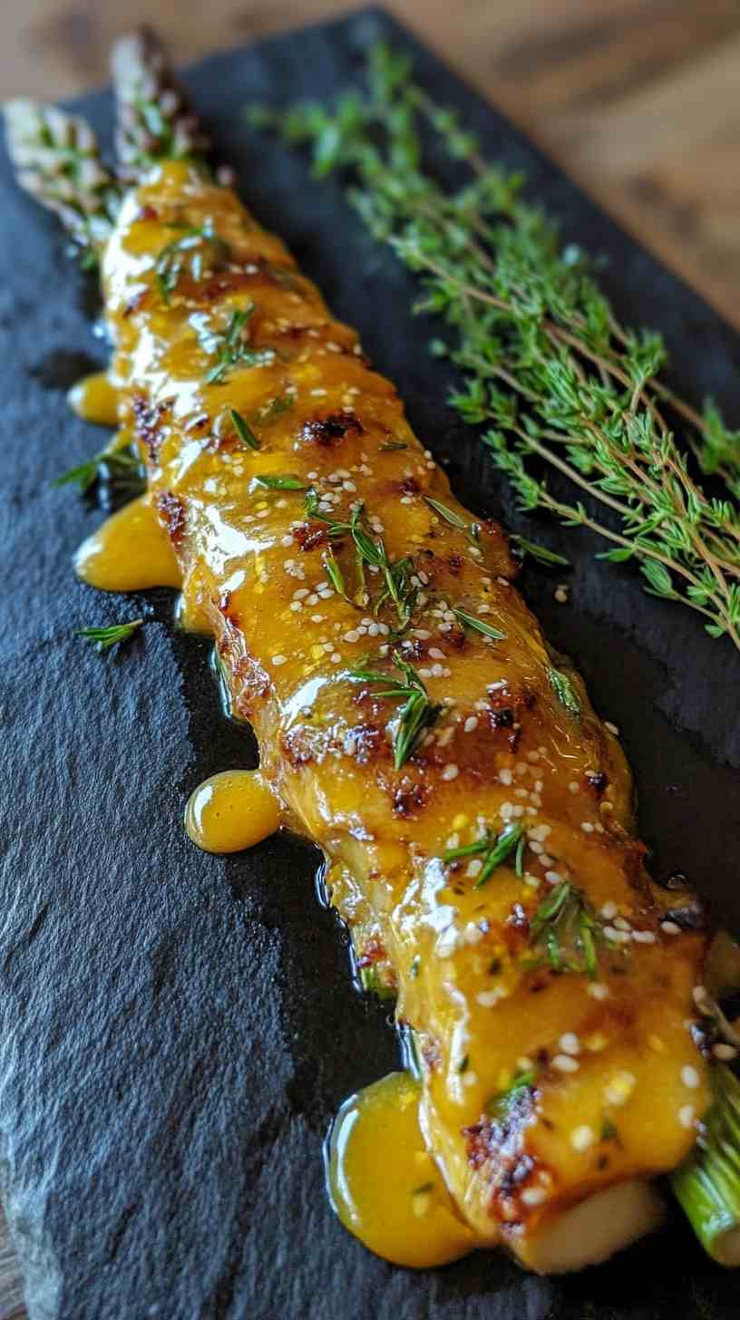 Air Fryer Asparagus with a Lemon Herb Sauce