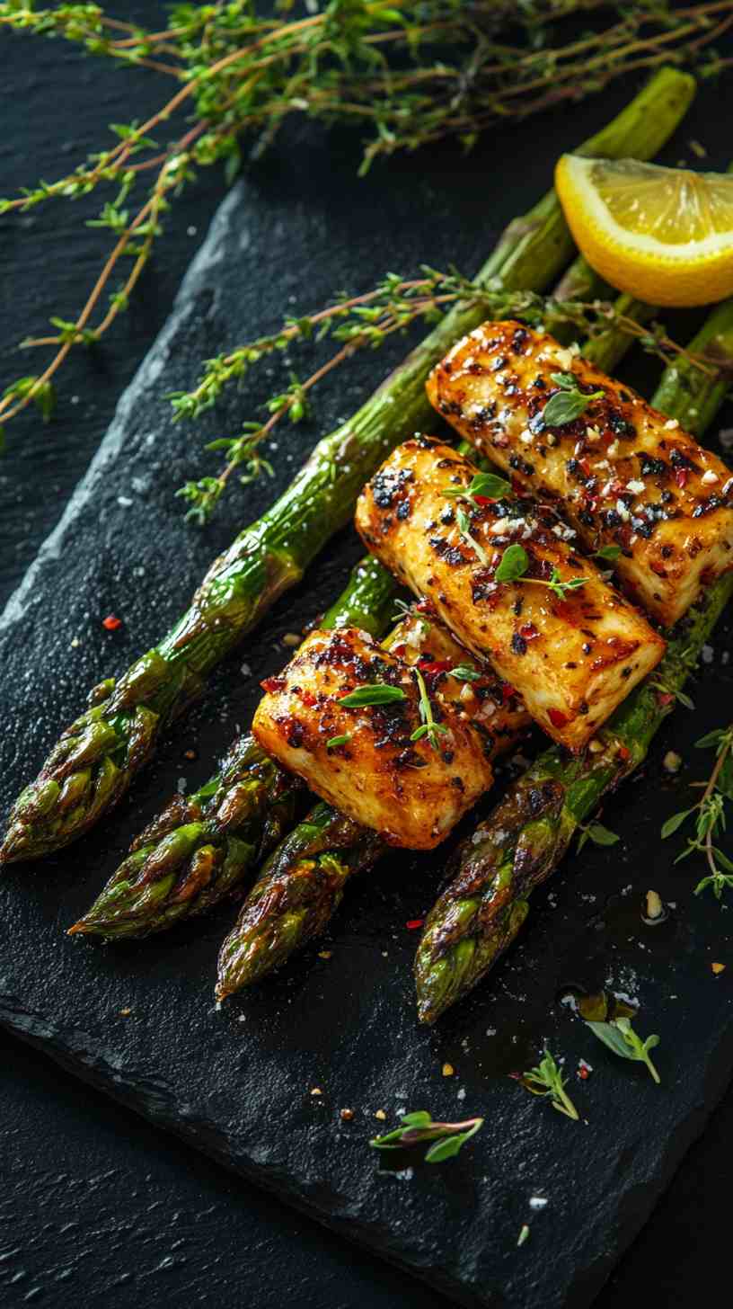Air Fryer Asparagus with a Lemon Herb Sauce