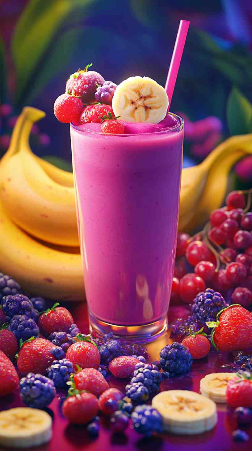 Banana Bliss with a Berry Twist Smoothie