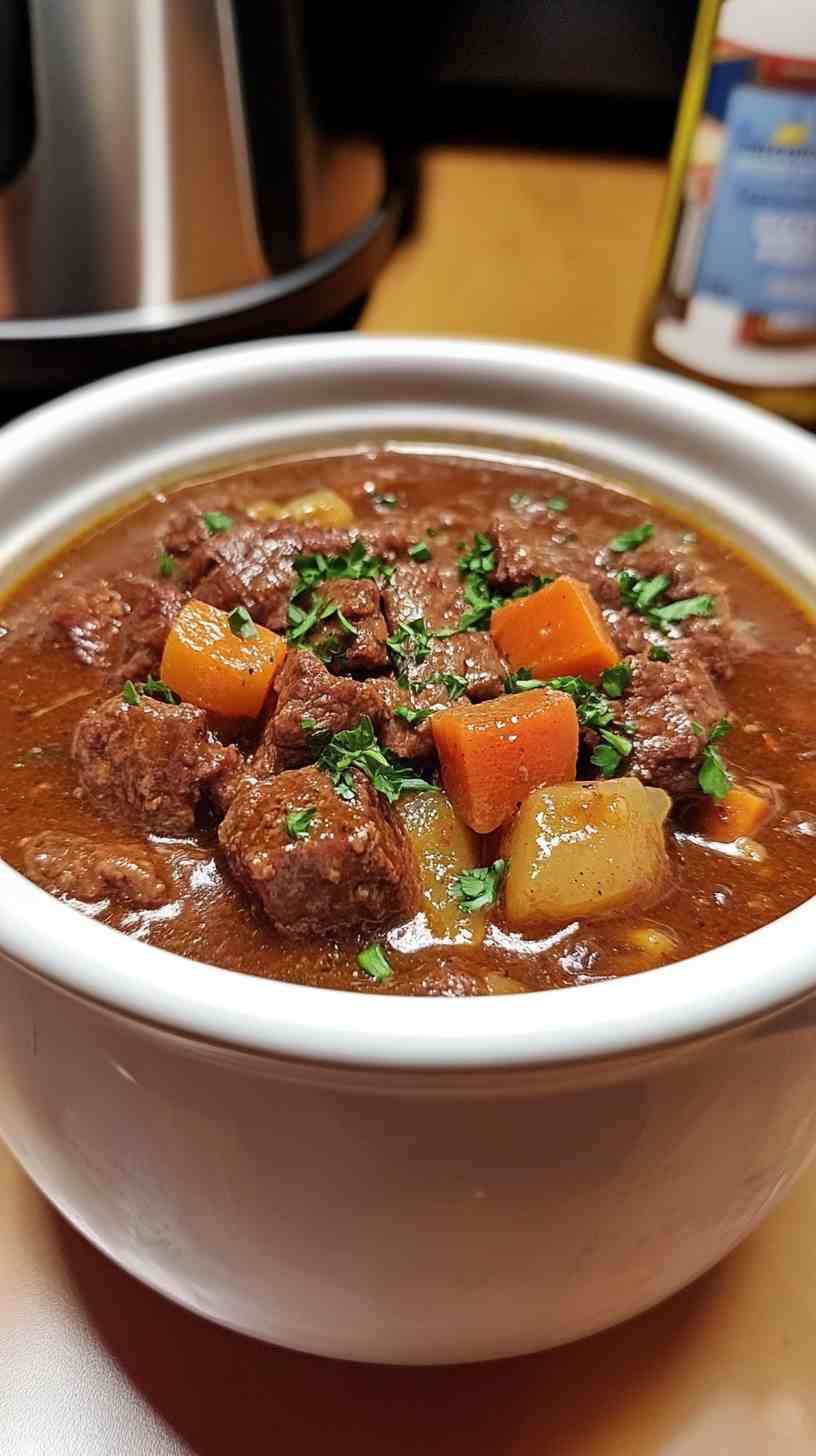 Comforting Beef and Lager Stew in the Slow Cooker
