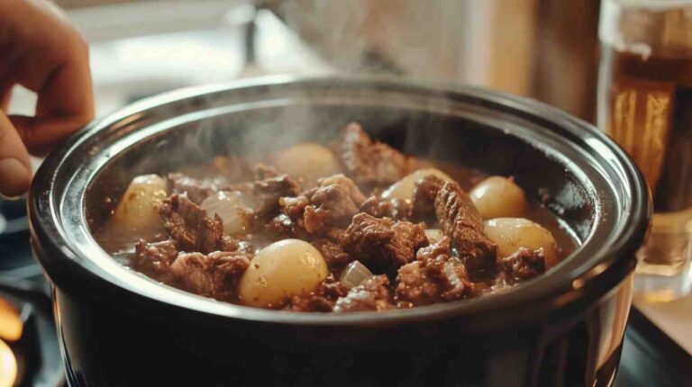 Comforting Beef and Lager Stew in the Slow Cooker