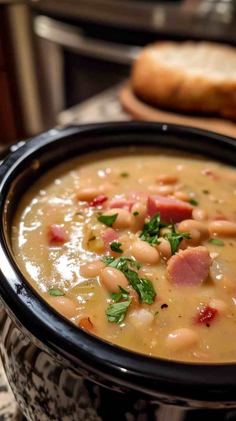 Cozy Crock Pot Ham and White Bean Soup